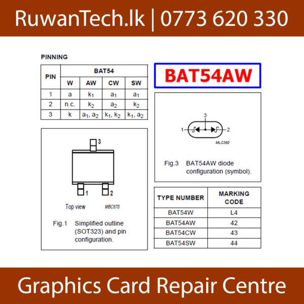 (1pcs) BAT54 BAT54W BAT54AW BAT54CW BAT54SW KL5 KL6 KL7 KL8 Lead-Free SMD Schottky Diode SOT-23