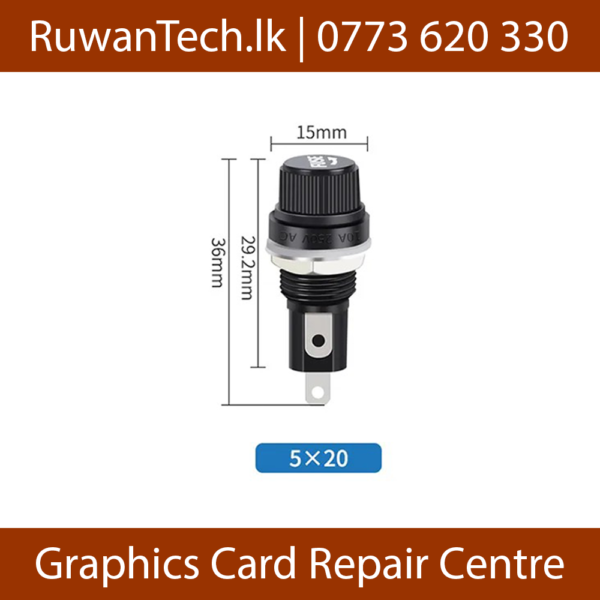 Panel Mount Screw Lock Fuse Holder Base Cover for Glass Tube Fuses 5x20mm Black - Image 2