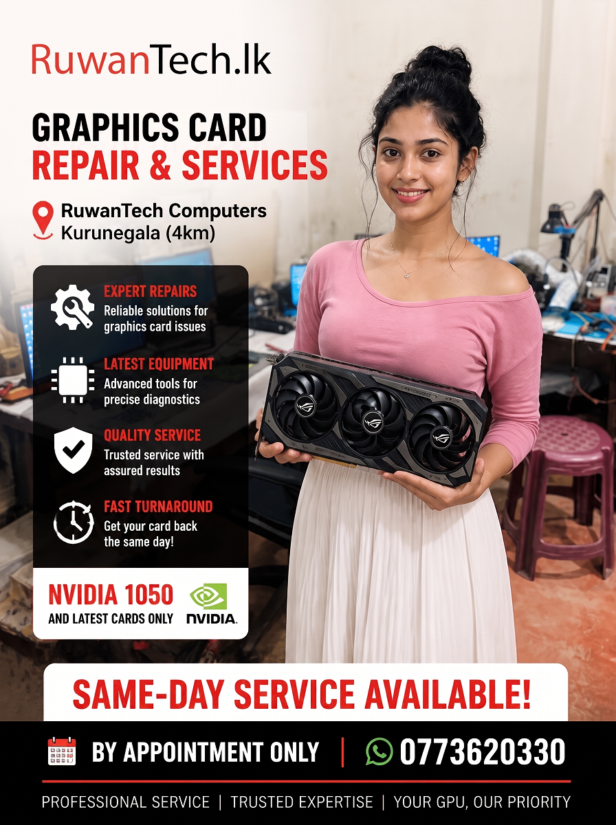 RuwanTech.lk Graphics Card Repair and Services Advertisement
